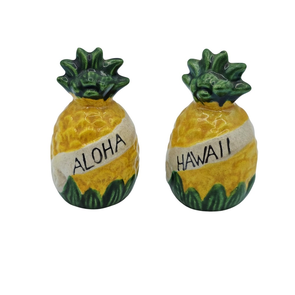 Unbranded Salt Pepper Shakers Unisex OS Yellow Pineapple Aloha Hawaii Vintage